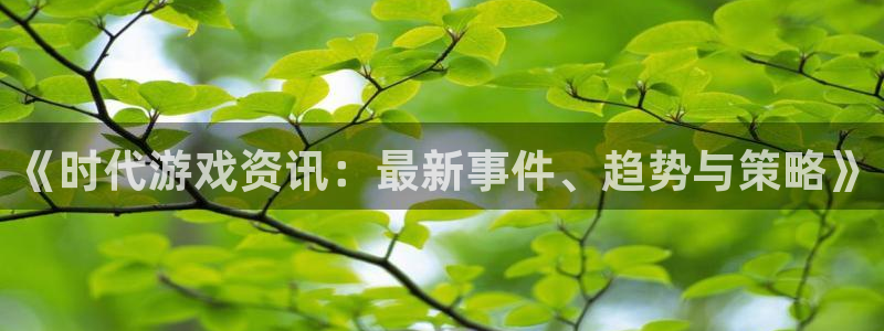 星欧娱乐2登录：《时代游戏资讯：最新事件、趋势与策略》